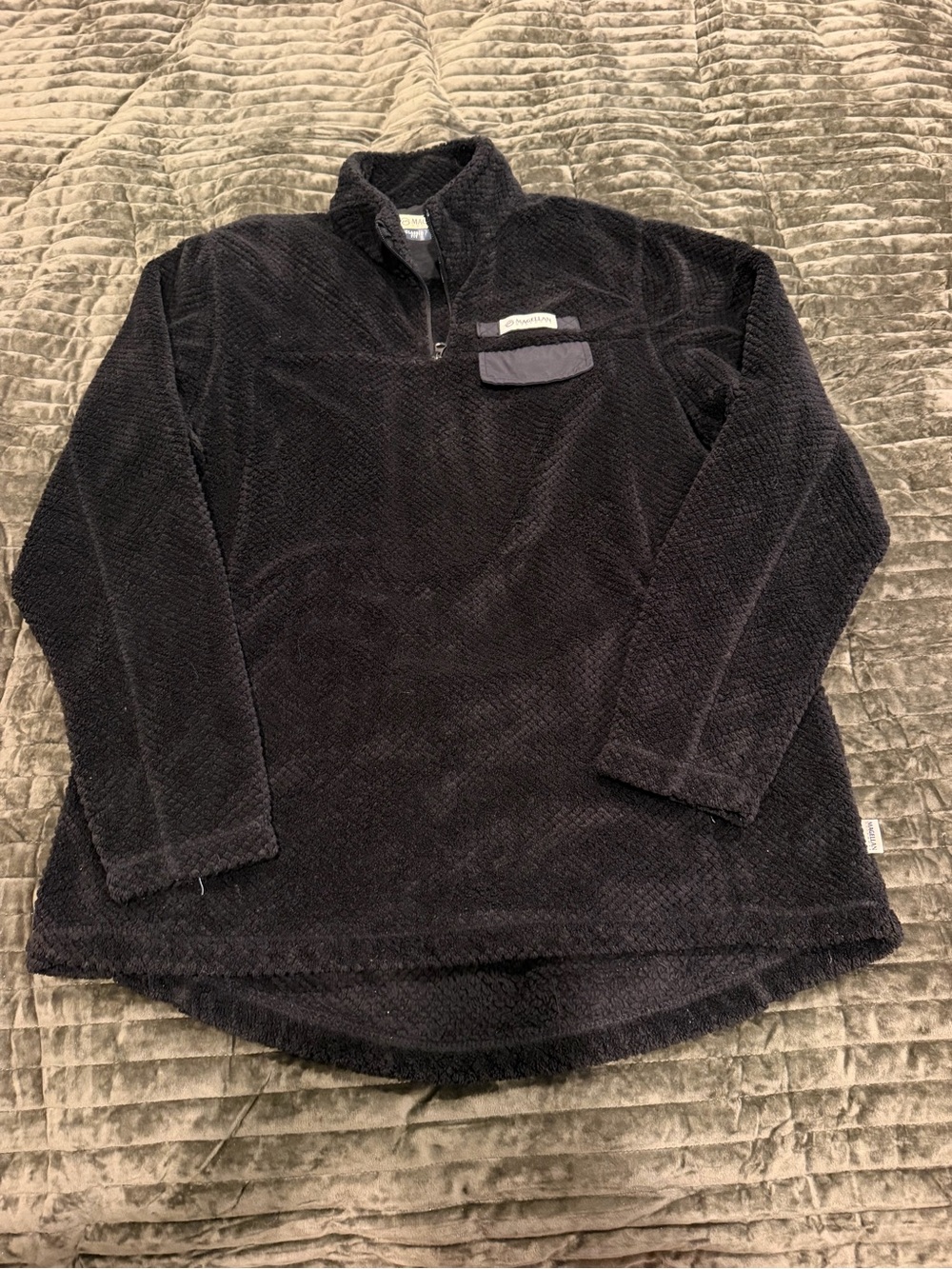 Magellan Outdoors Black Sherpa Fleece Pullover XL Quarter Zip